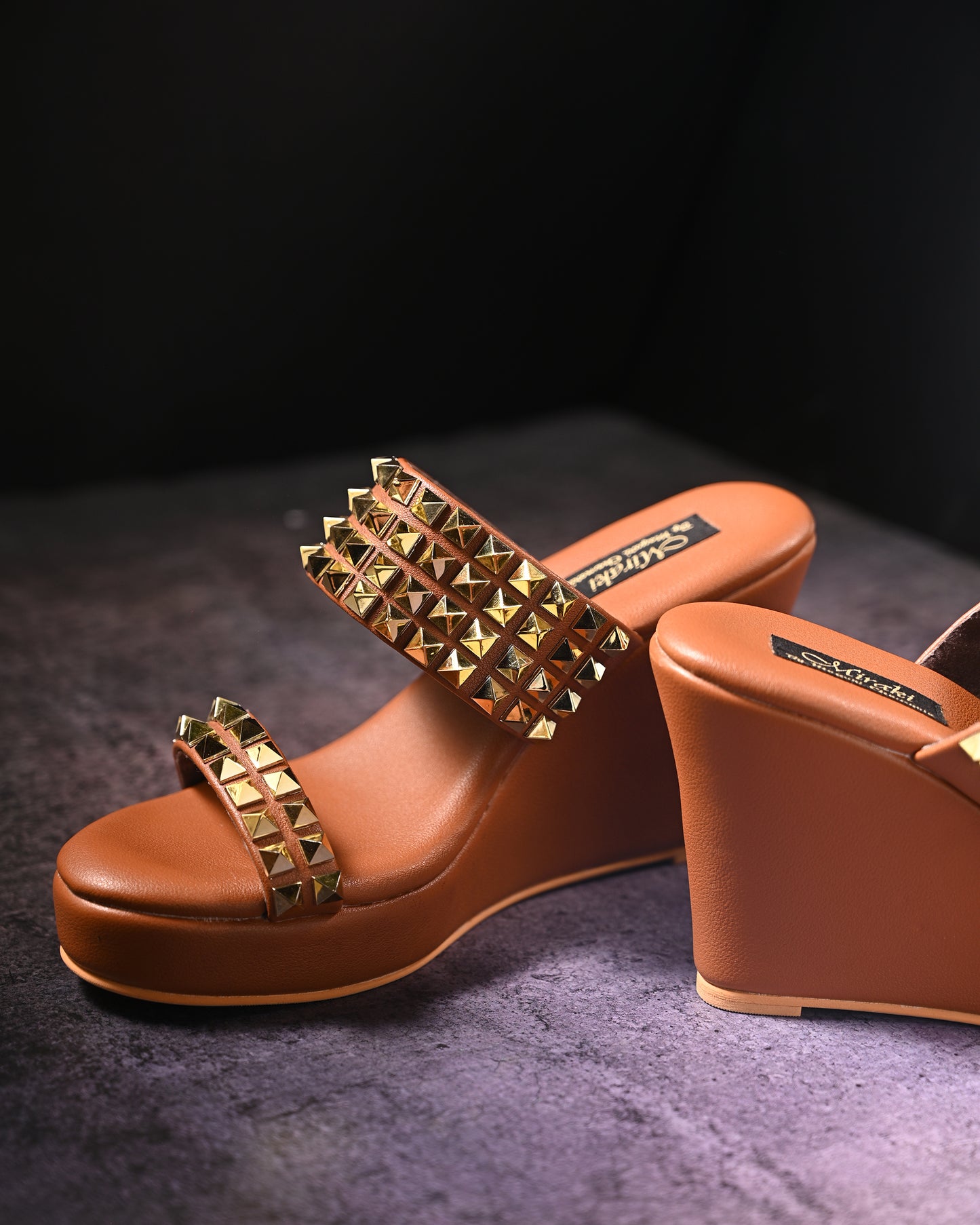 Tan Studded Wedges