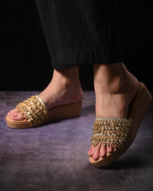 Gold Slip-Ons With Ghungroos