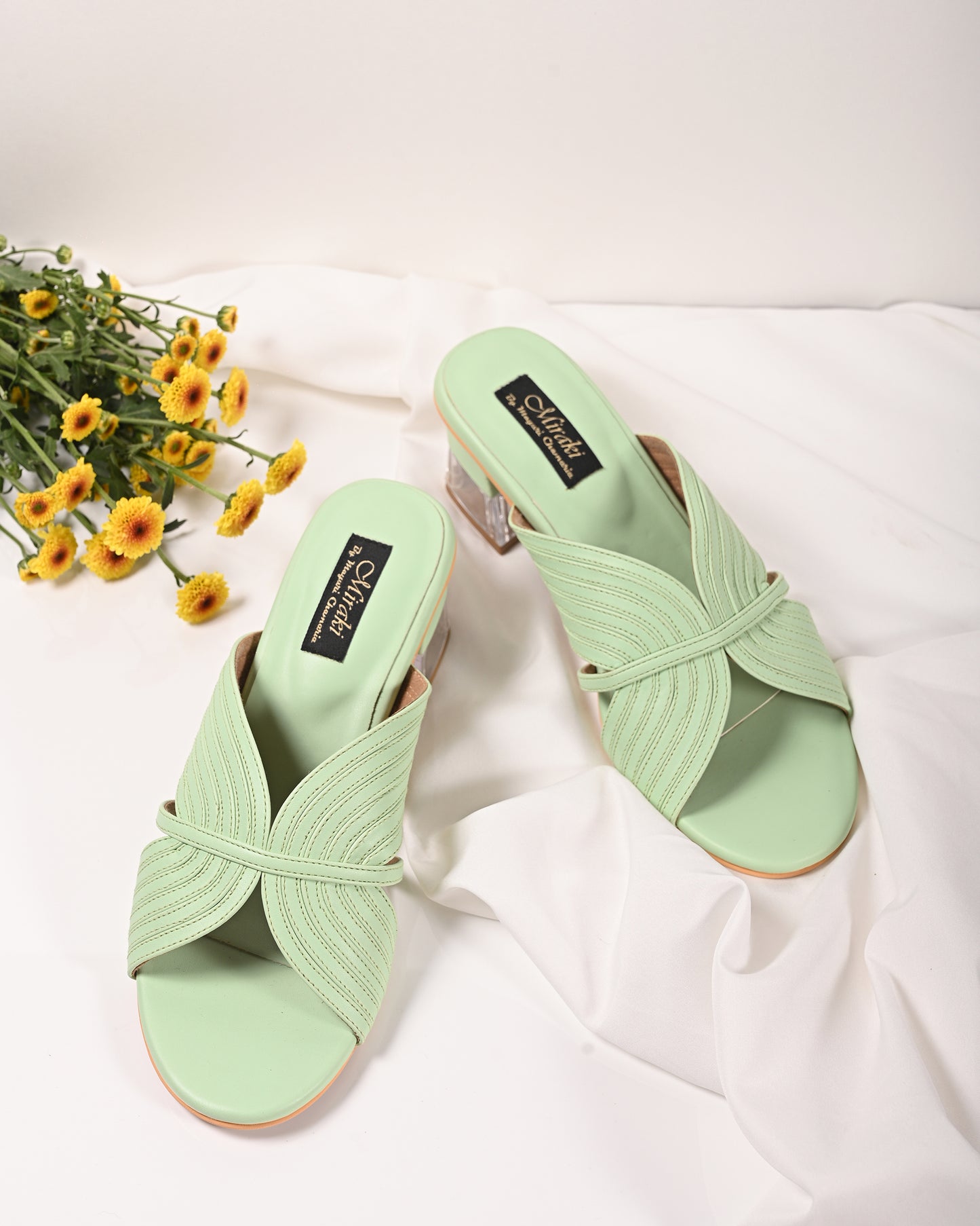 Pastel Green Strappy Slip-On Heel