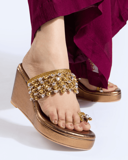 Gold & Silver Ghungroo Handwork Wedges