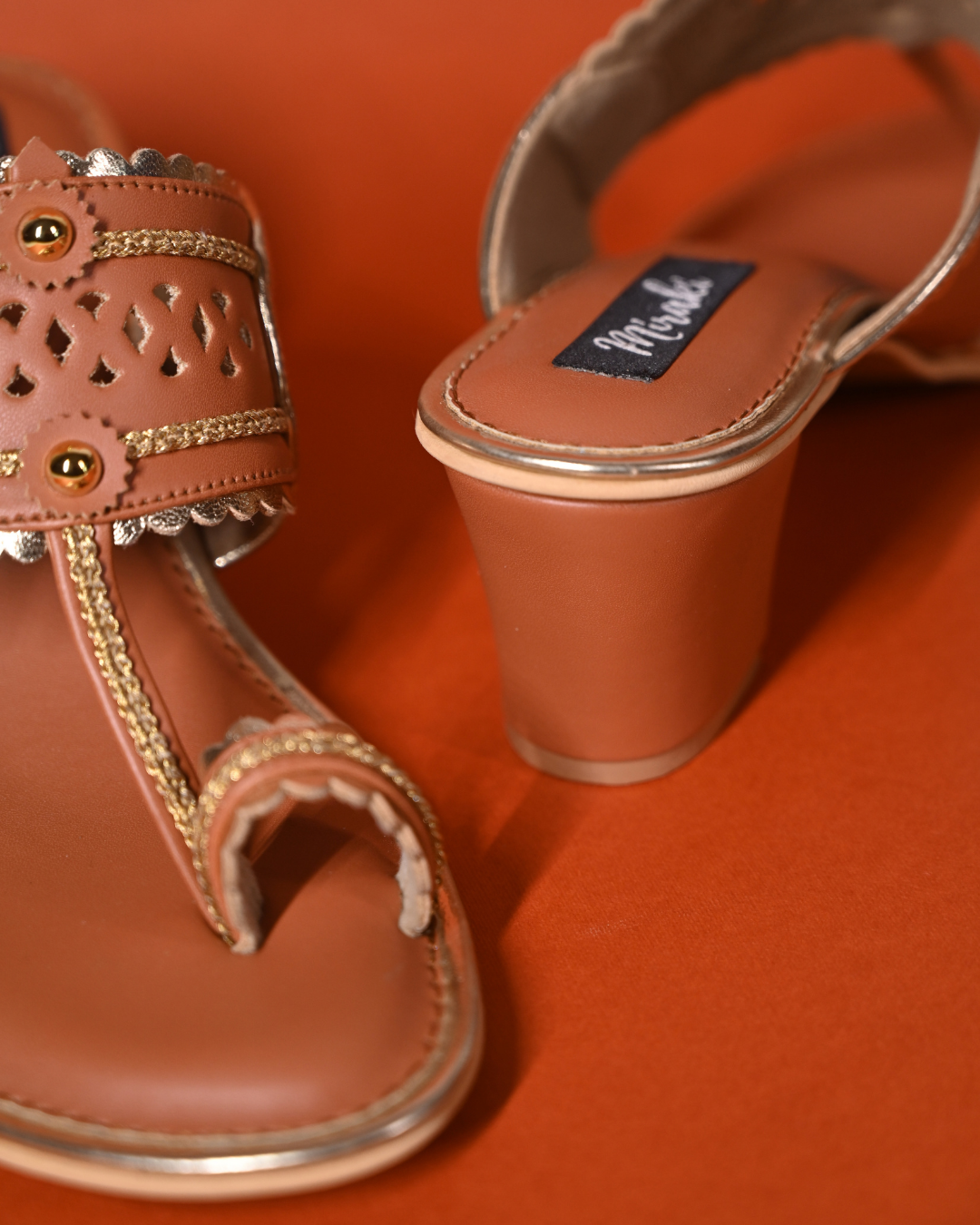 Tan Kolhapuri With Antique Gold Detailing