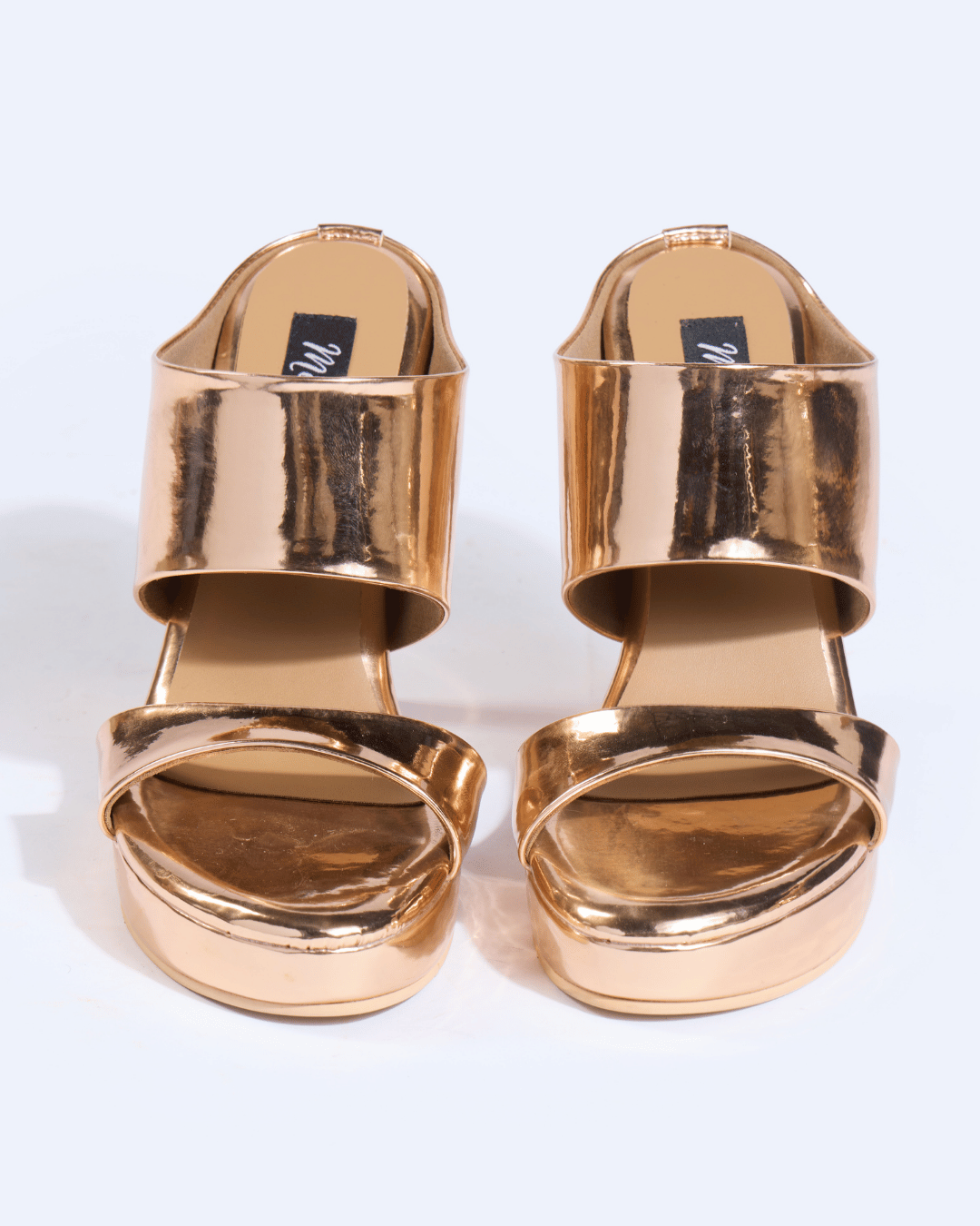 Rose Gold Metallic Scultped Slip-On Heels