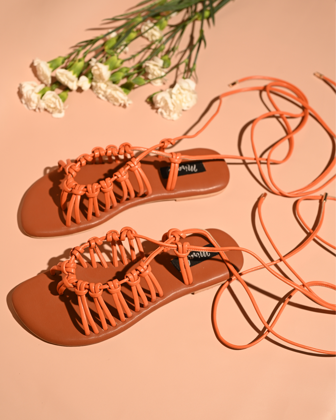 Orange Soft Tie-up Flats