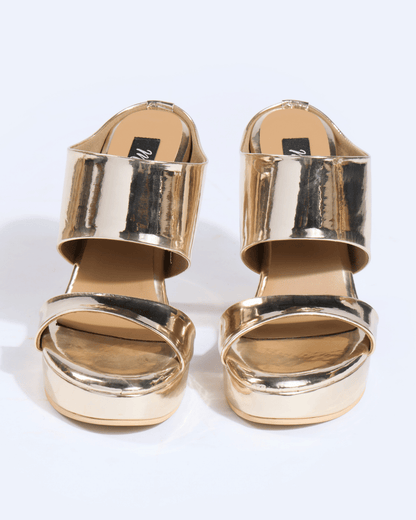 Light Gold Metallic Scultped Slip-On Heels