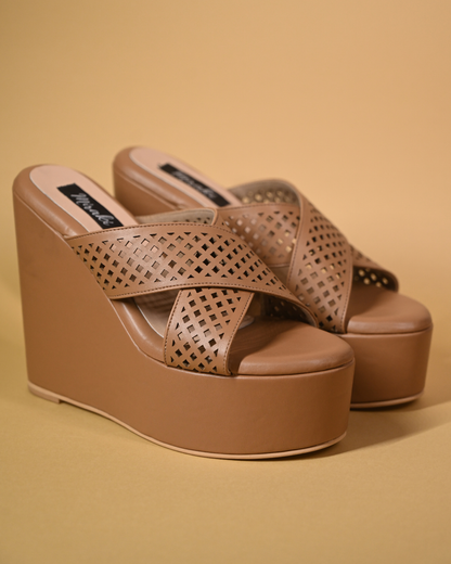 Nude Breathable Slip On Wedges