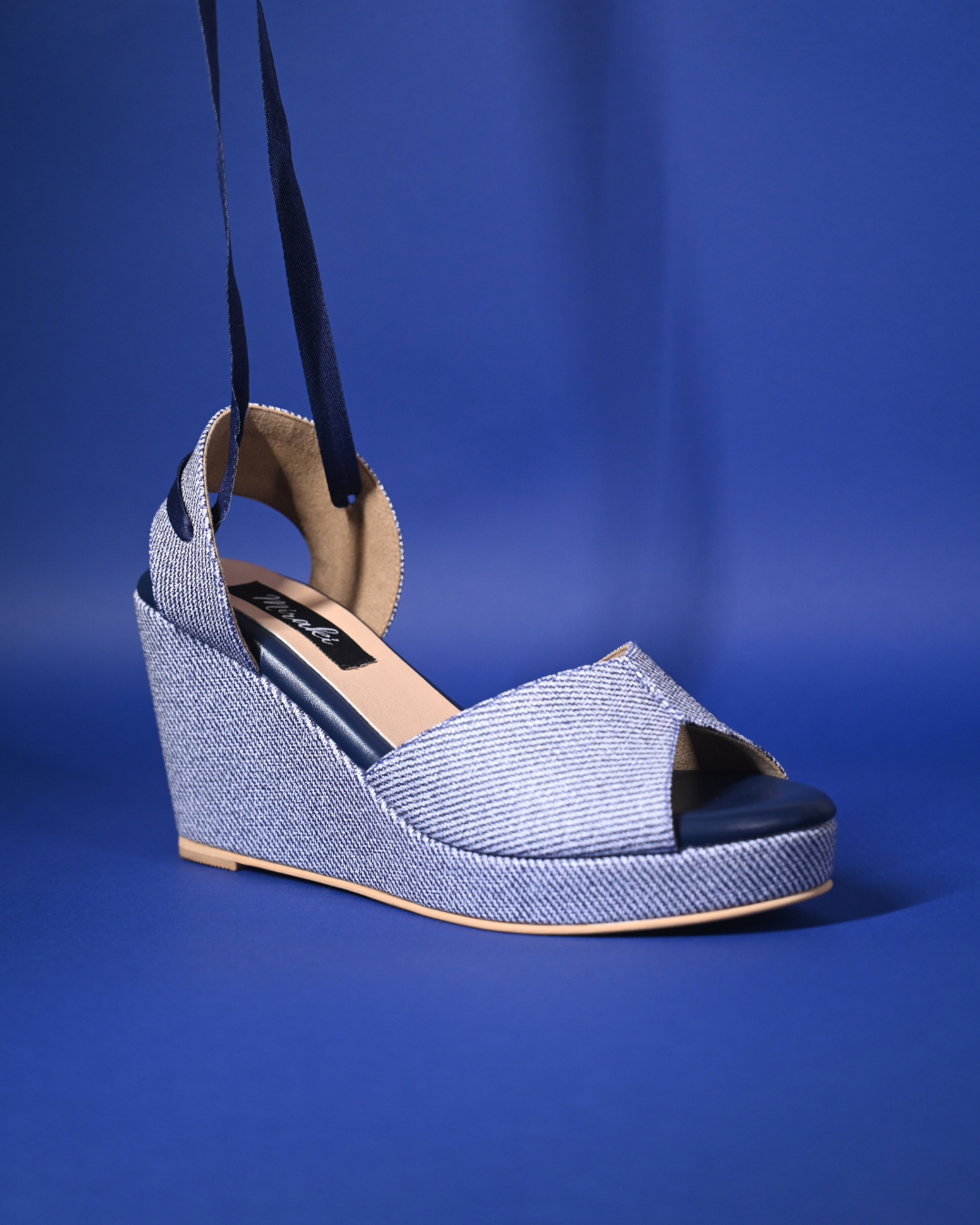 Blue Tie Up Wedges