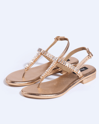 Crystal T-Strap Flats