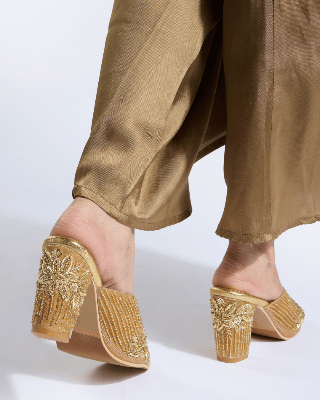 Golden Heirloom Handwork Block Heels