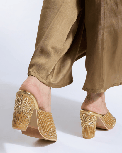 Golden Heirloom Handwork Block Heels