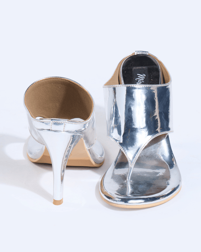 Liquid Silver Metallic Heels