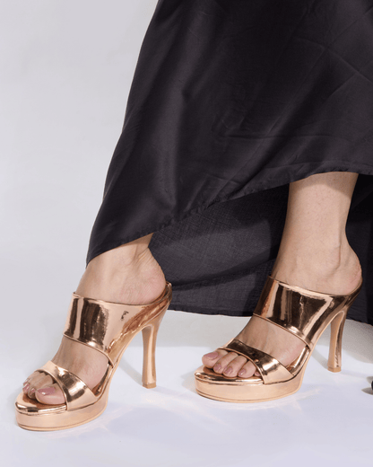 Rose Gold Metallic Scultped Slip-On Heels