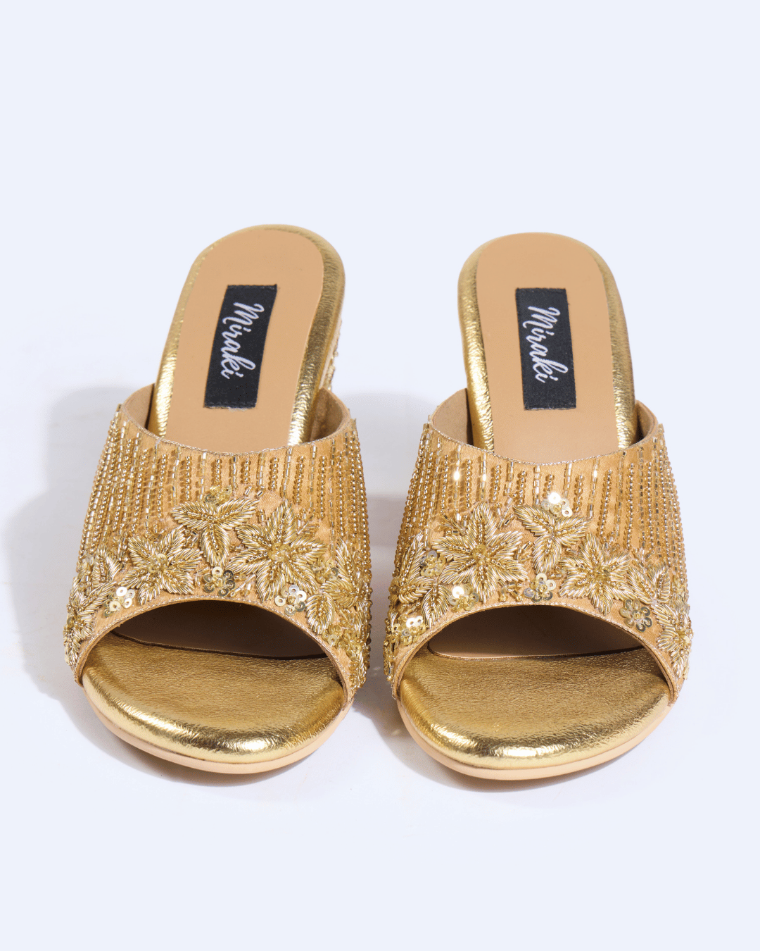 Golden Heirloom Handwork Block Heels