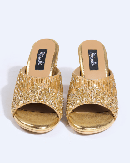 Golden Heirloom Handwork Block Heels
