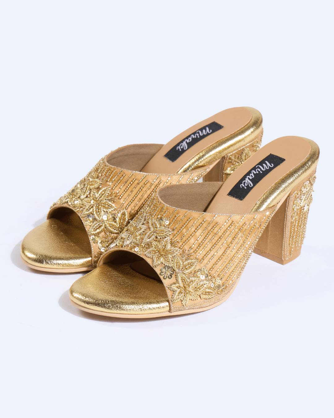 Golden Heirloom Handwork Block Heels