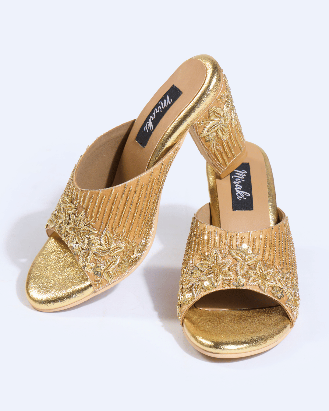 Golden Heirloom Handwork Block Heels