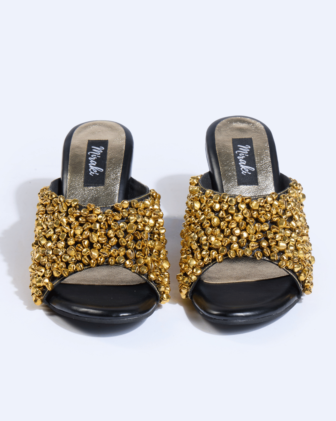 Gold Ghungroo Spiral Sculpted Heels