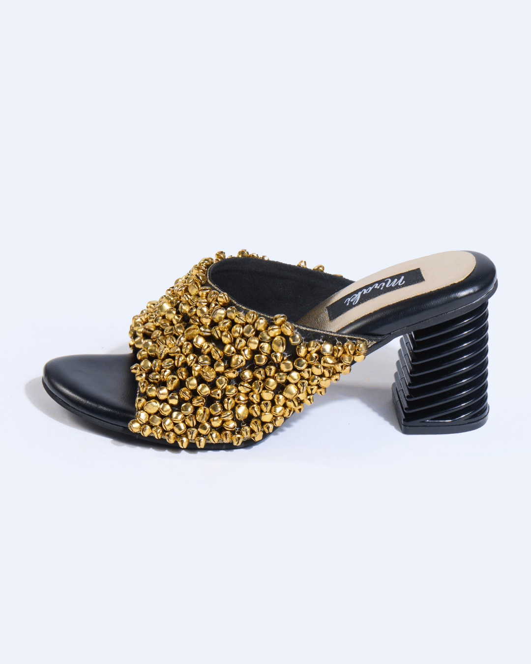 Gold Ghungroo Spiral Sculpted Heels