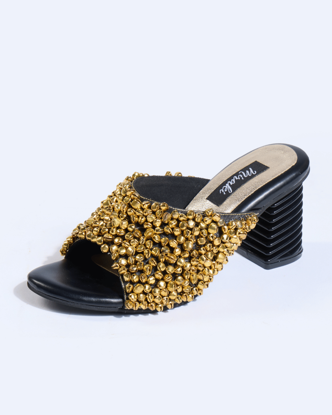 Gold Ghungroo Spiral Sculpted Heels