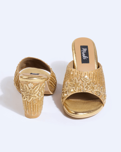 Golden Heirloom Handwork Block Heels