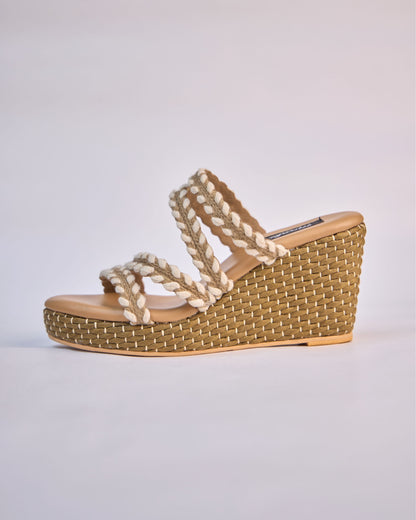 Braided Strappy Wedge Slides