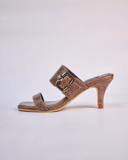 Textured Buckle Mid-Heels