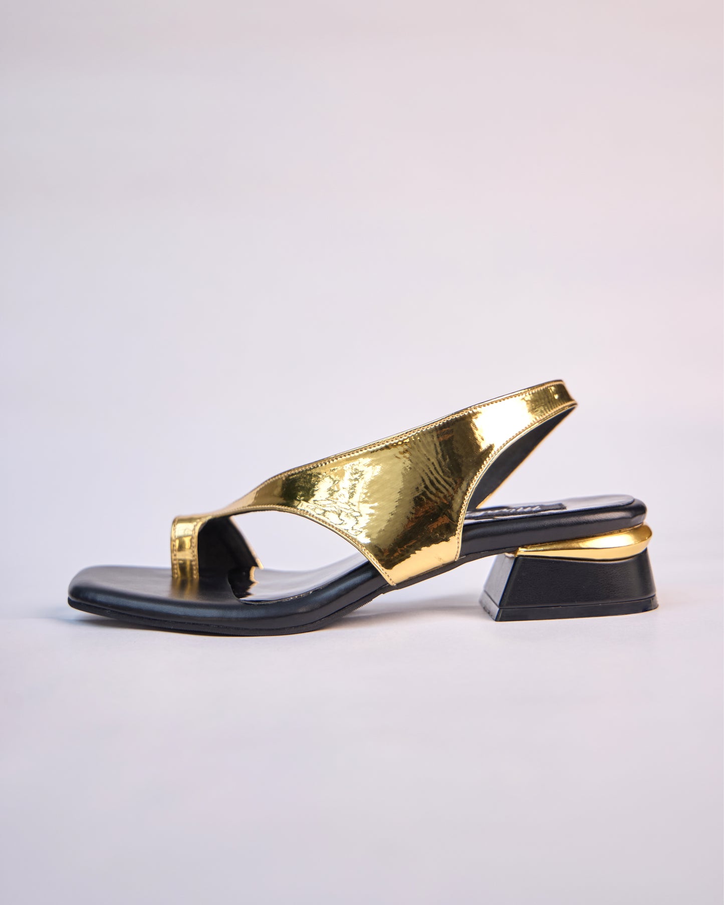 Gold Metallic Sculpted Heel Sandals