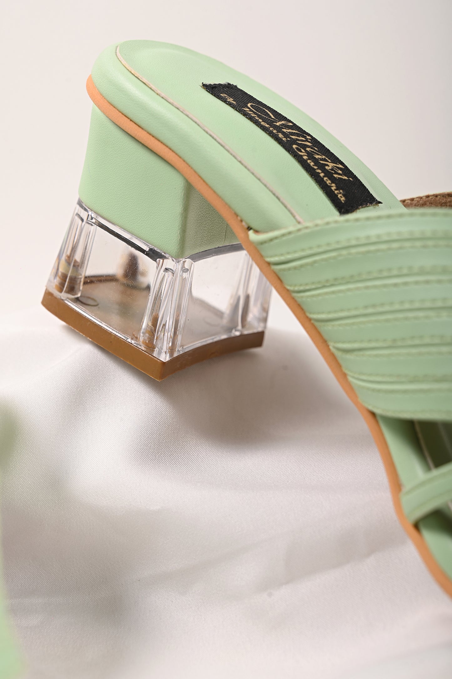 Pastel Green Strappy Slip-On Heel