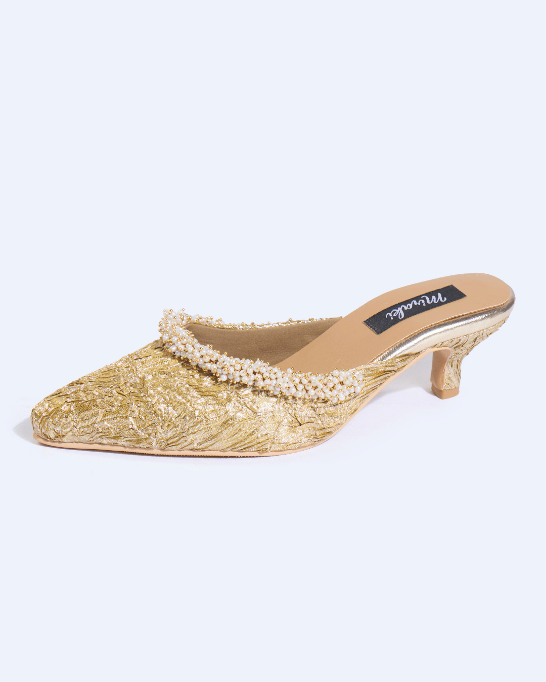 Golden Textured Pearl Work Mules