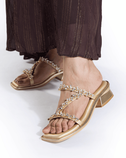 Champagne Crystal Strappy Flats