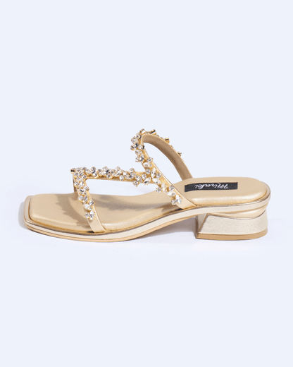 Champagne Crystal Strappy Flats