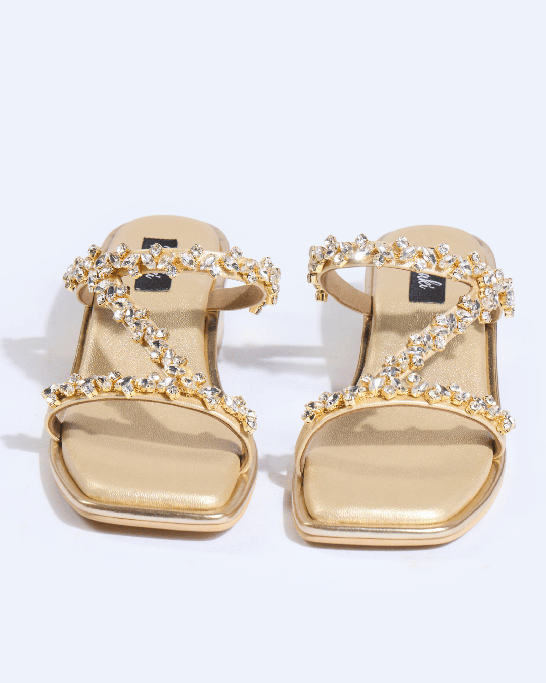 Champagne Crystal Strappy Flats