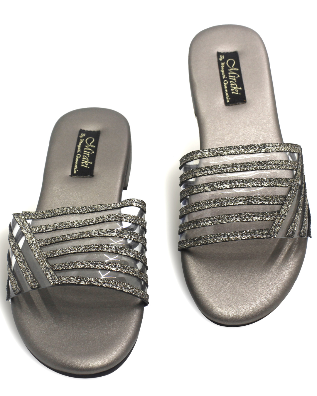 Gun Metal Pattern Cut See Through Flats