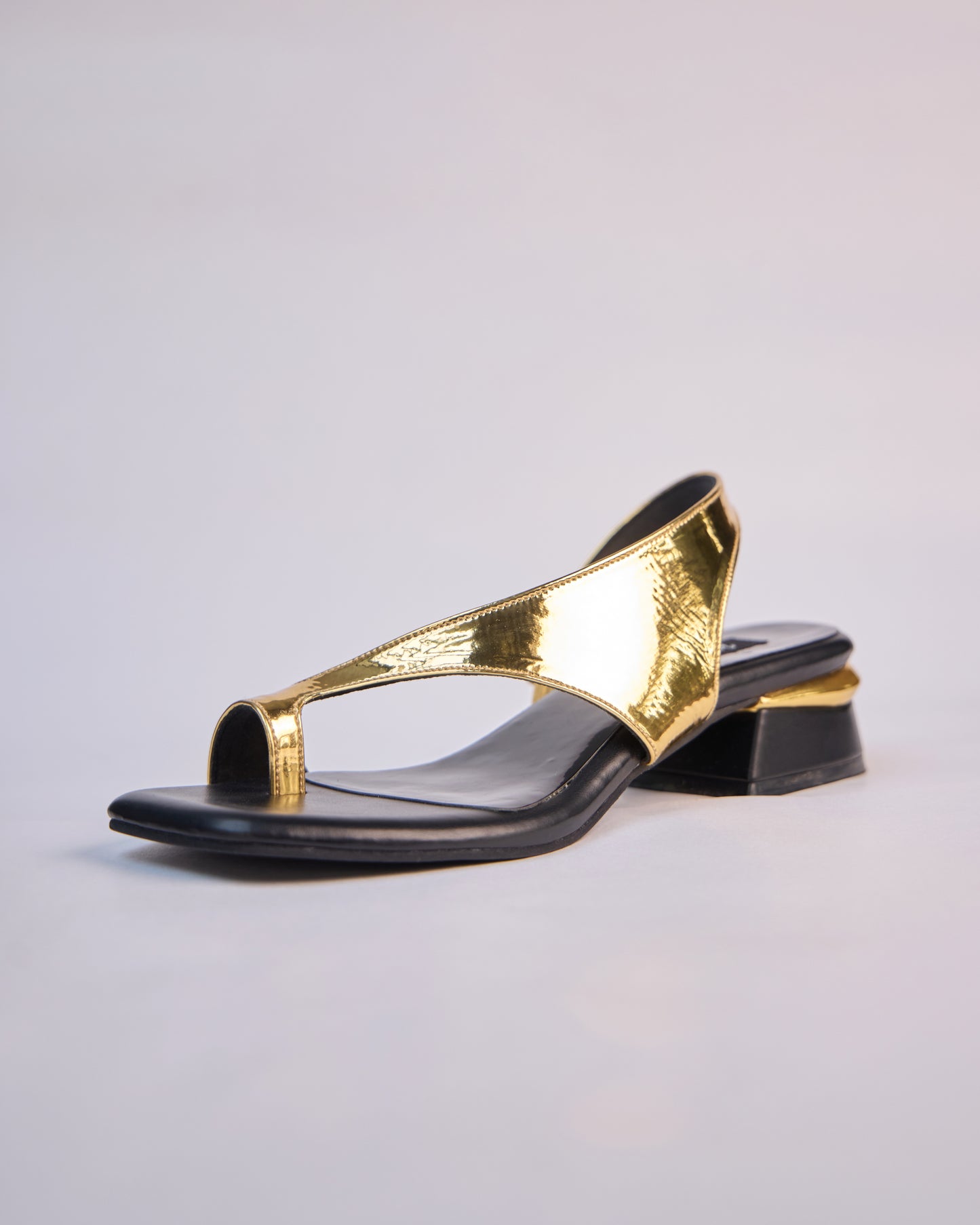 Gold Metallic Sculpted Heel Sandals