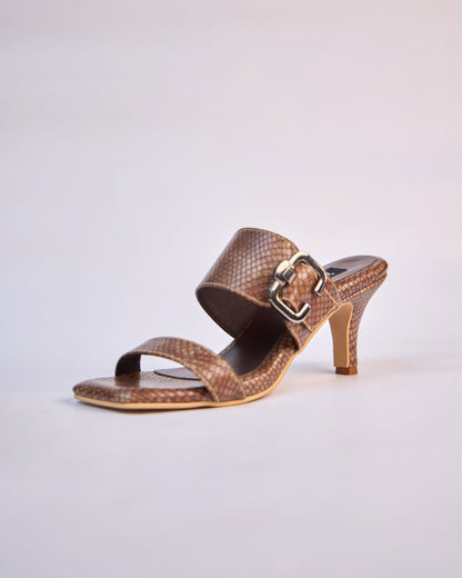 Textured Buckle Mid-Heels