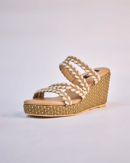 Braided Strappy Wedge Slides