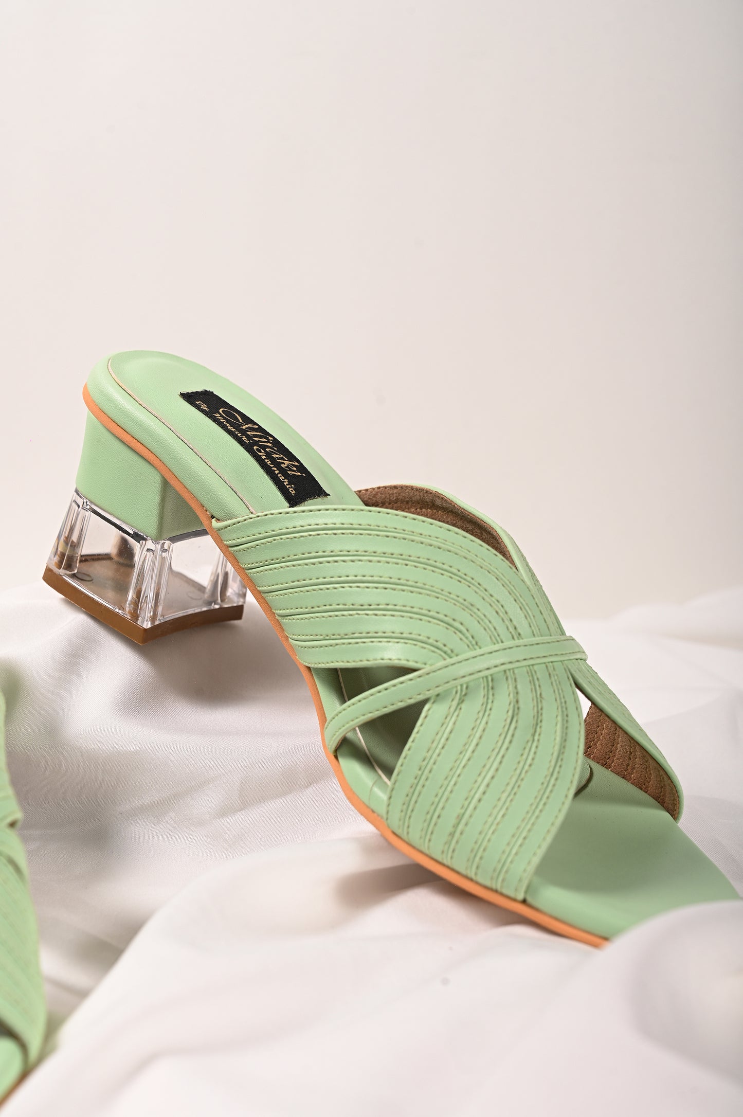 Pastel Green Strappy Slip-On Heel