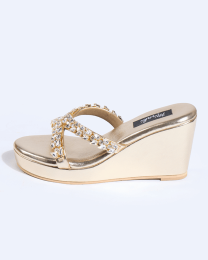 Champagne Crystal Embellished Wedges