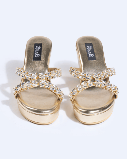 Champagne Crystal Embellished Wedges