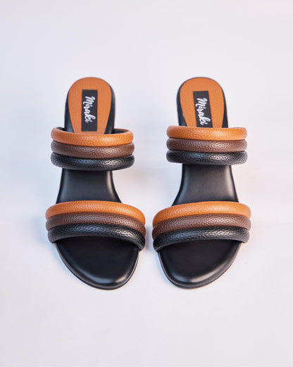 Black & Tan Padded Strap Heels