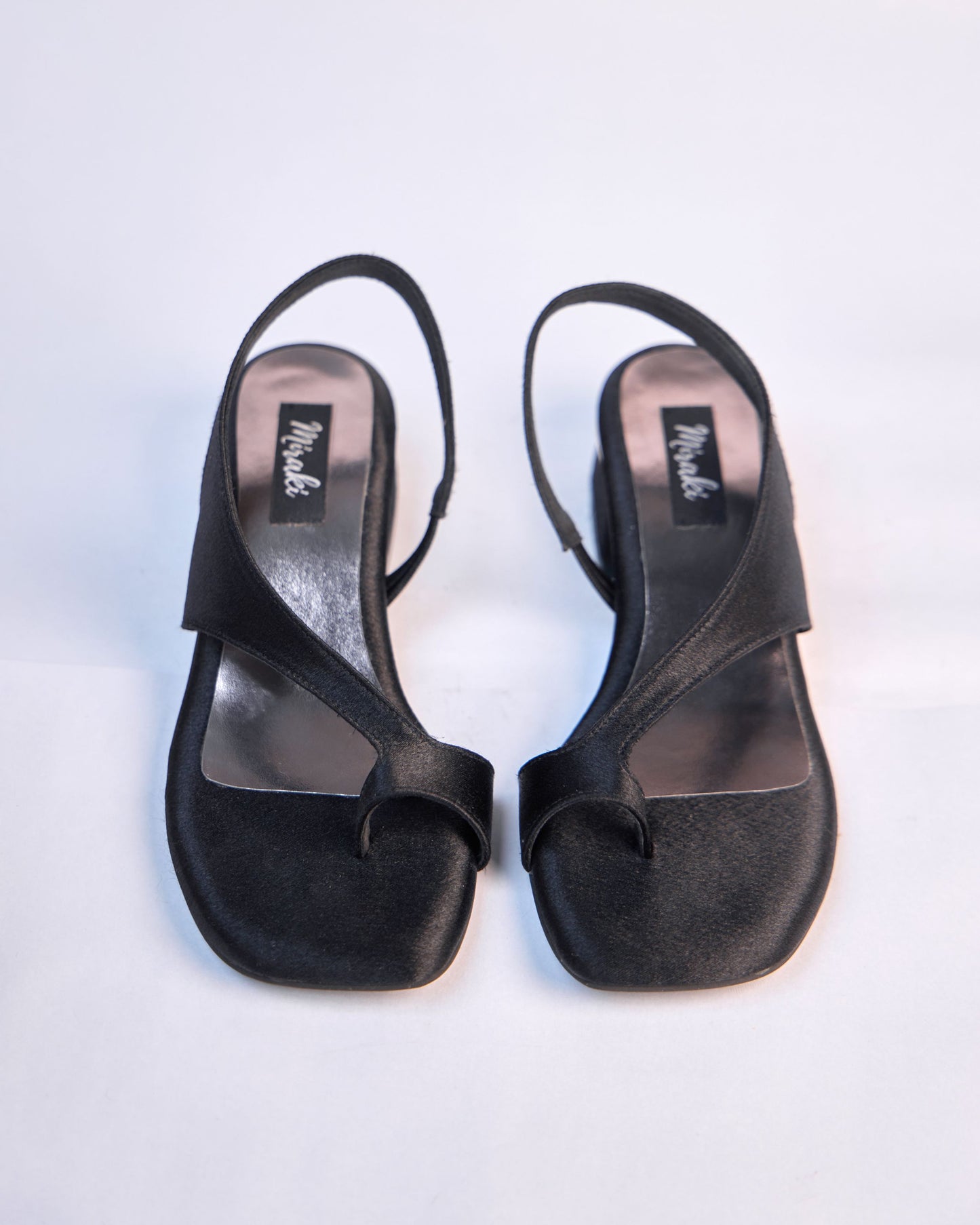 Black Minimal Sculpted Heel Sandals
