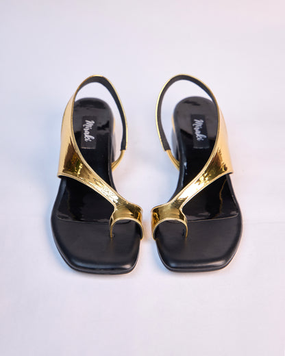Gold Metallic Sculpted Heel Sandals