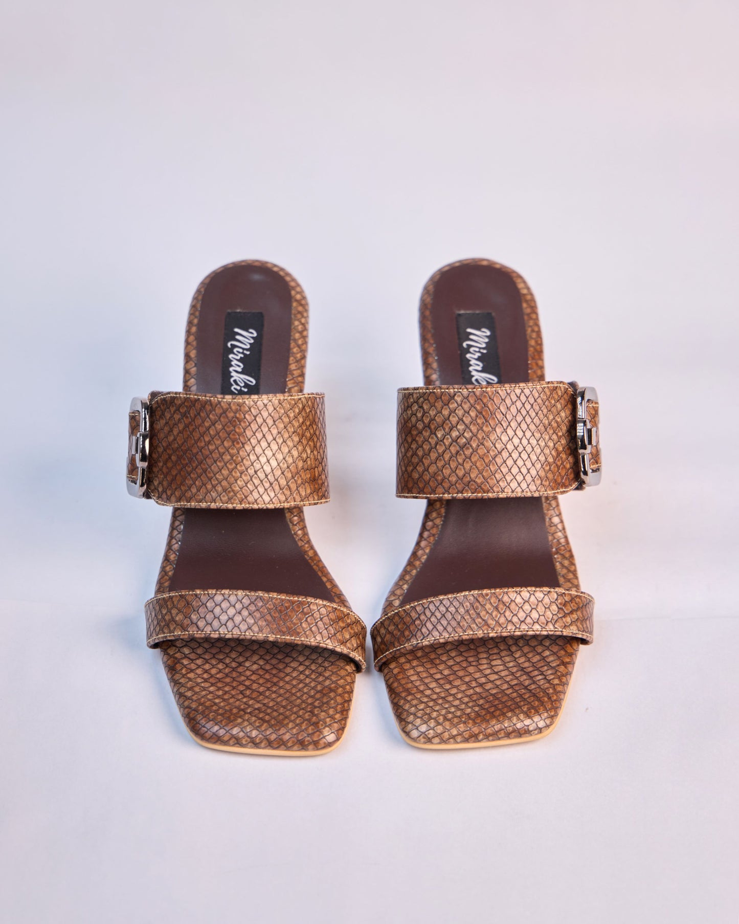 Textured Buckle Mid-Heels