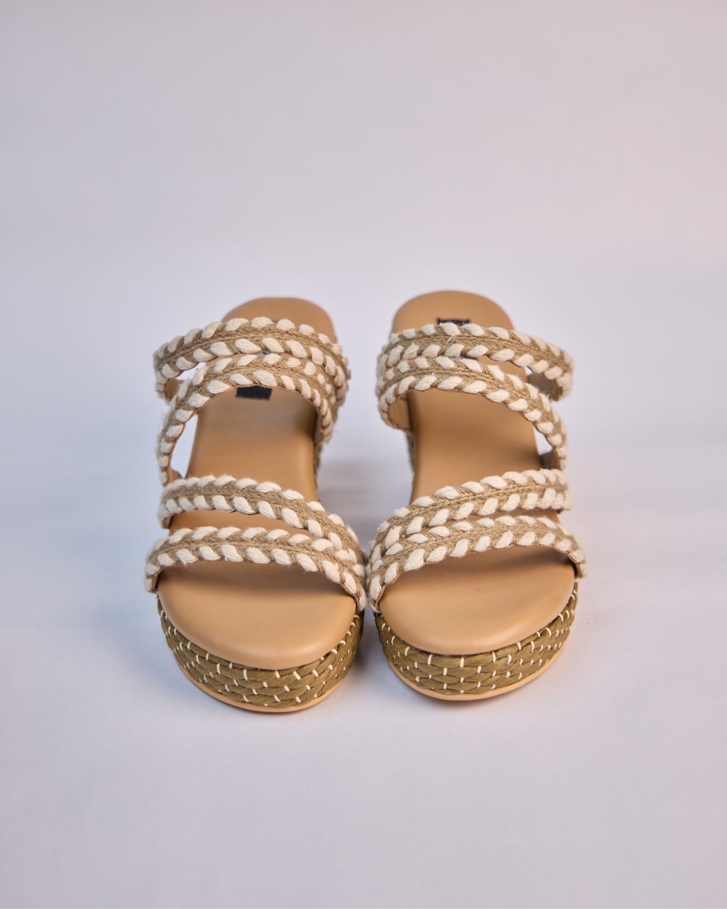 Braided Strappy Wedge Slides