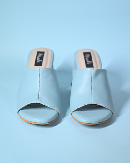 Powder Blue Slip Ons with Unique Pyramid Heels