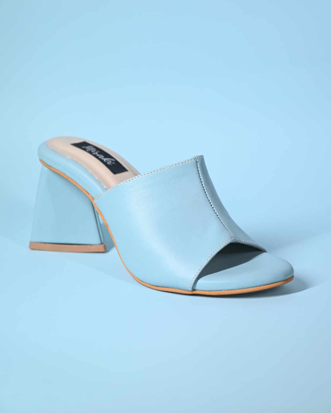 Powder Blue Slip Ons with Unique Pyramid Heels