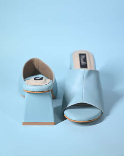 Powder Blue Slip Ons with Unique Pyramid Heels