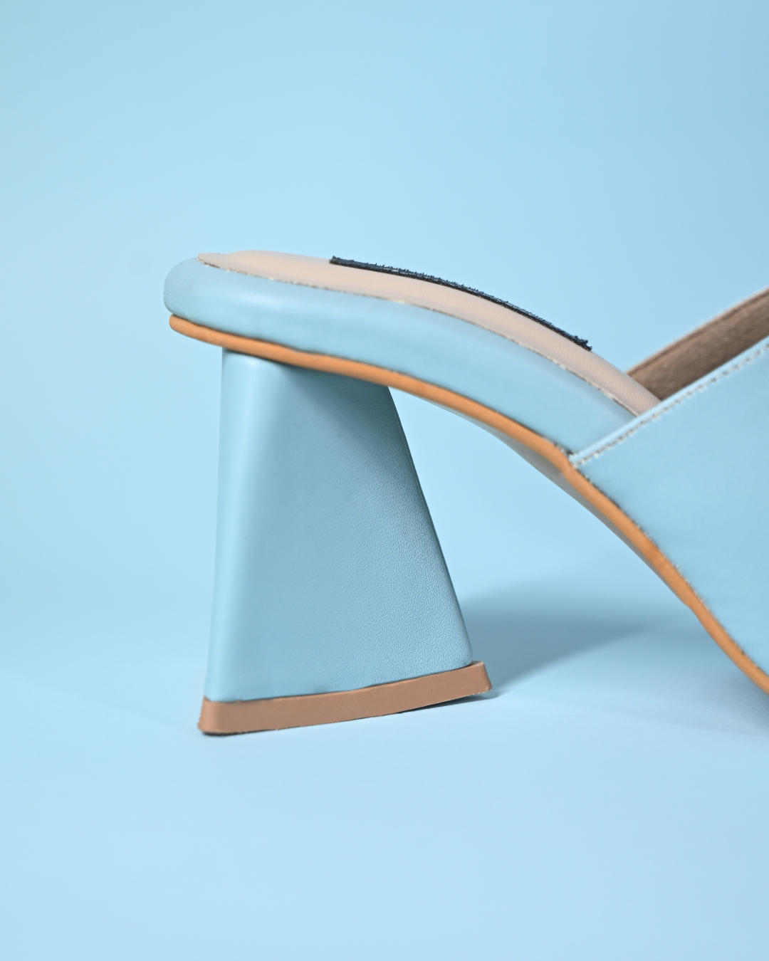 Powder Blue Slip Ons with Unique Pyramid Heels