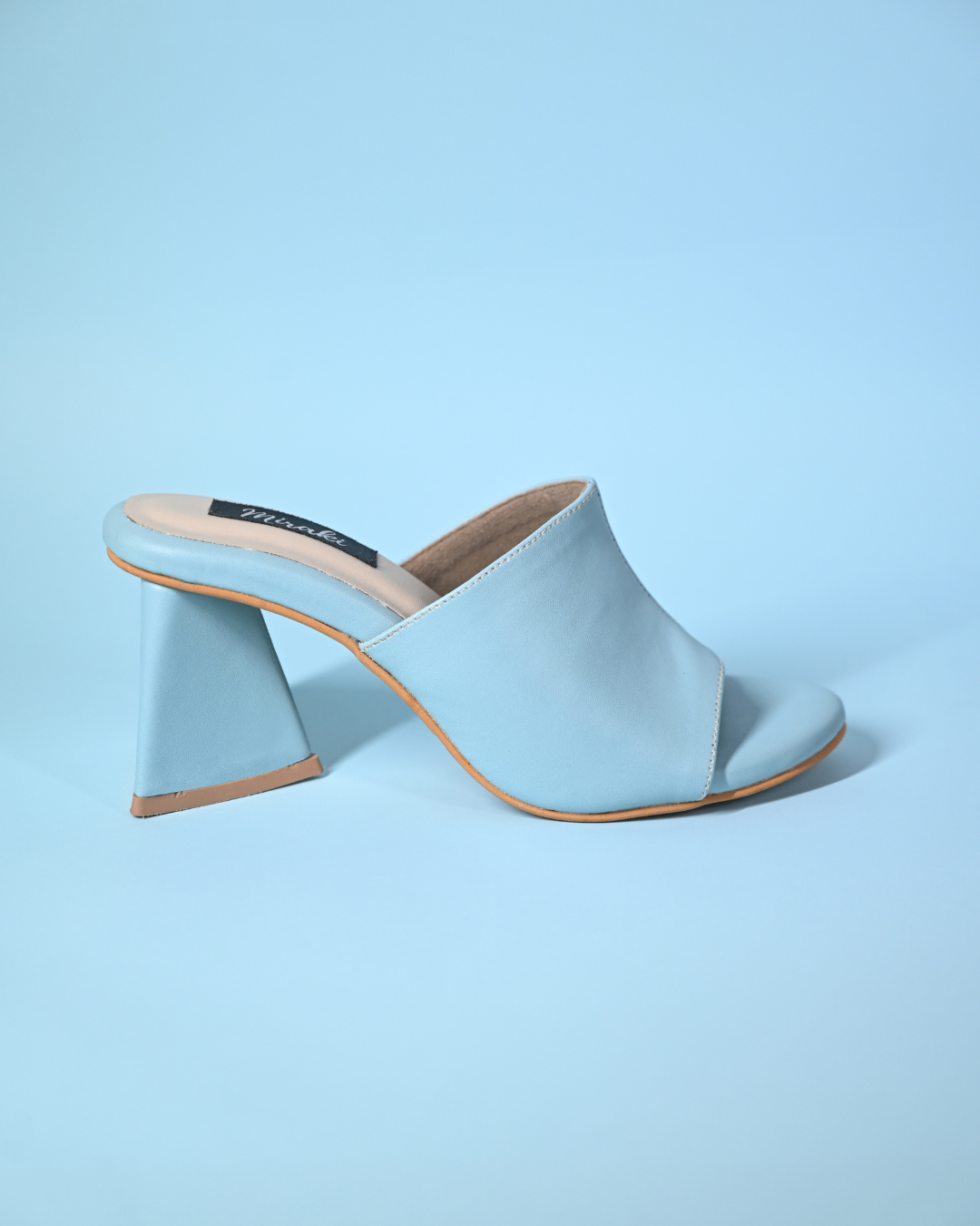 Powder Blue Slip Ons with Unique Pyramid Heels