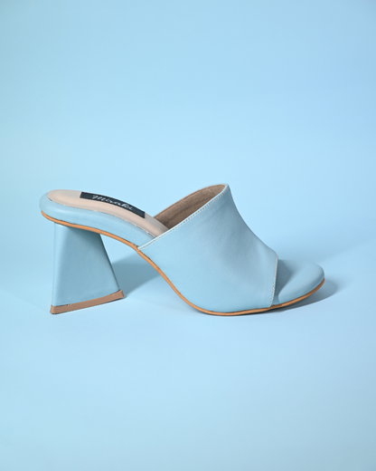 Powder Blue Slip Ons with Unique Pyramid Heels