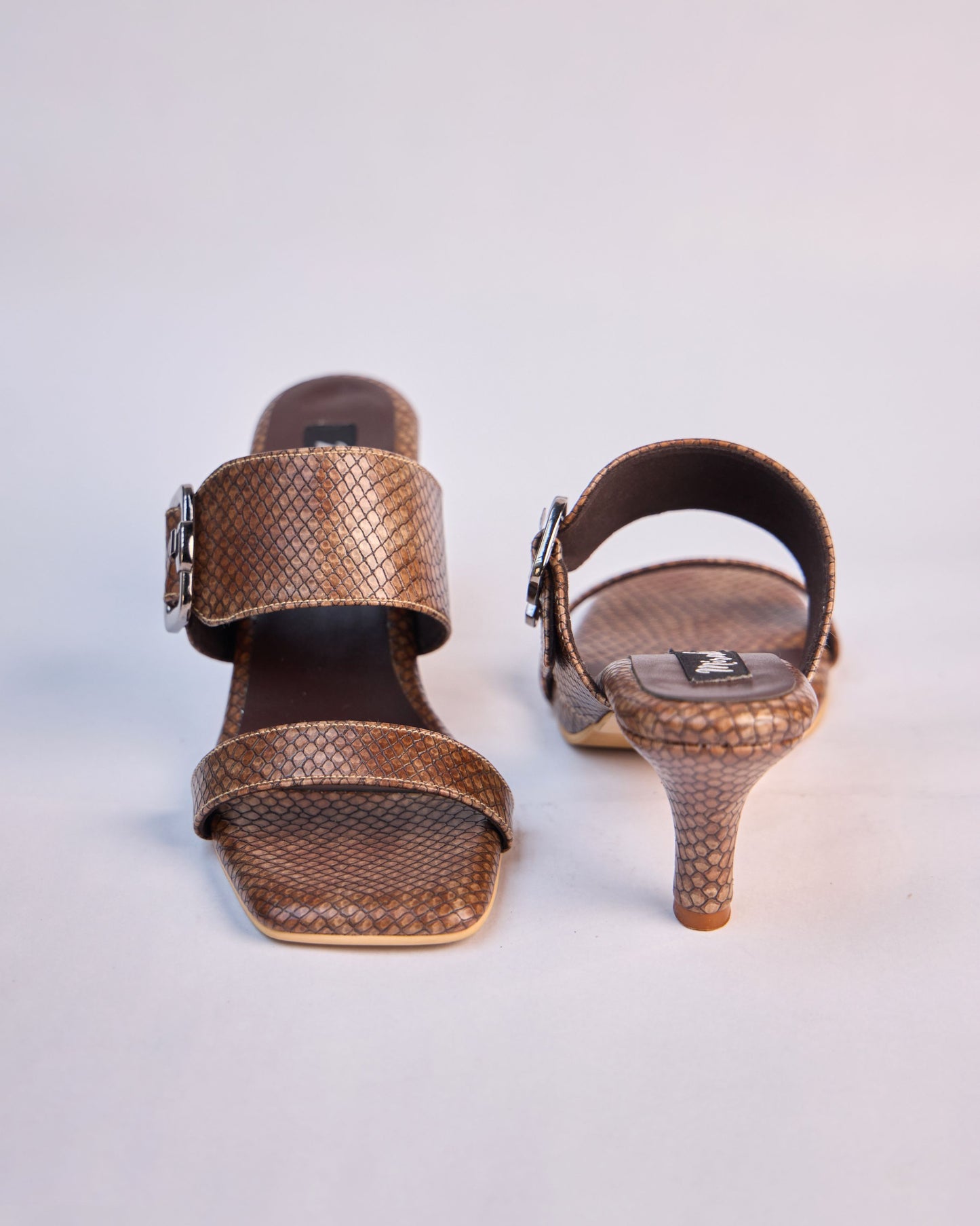 Textured Buckle Mid-Heels